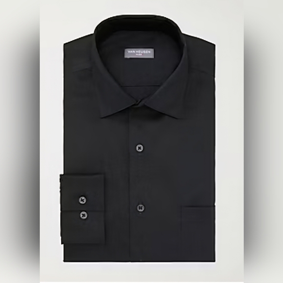 Van Heusen Flex Men's Black Dress Shirt Regular Fit 17 1/2 34/35 - Picture 3 of 7